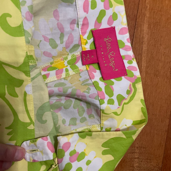 Women's Lilly Pulitzer Yellow Green Floral Ankle Pants Size 6 - Picture 2 of 5